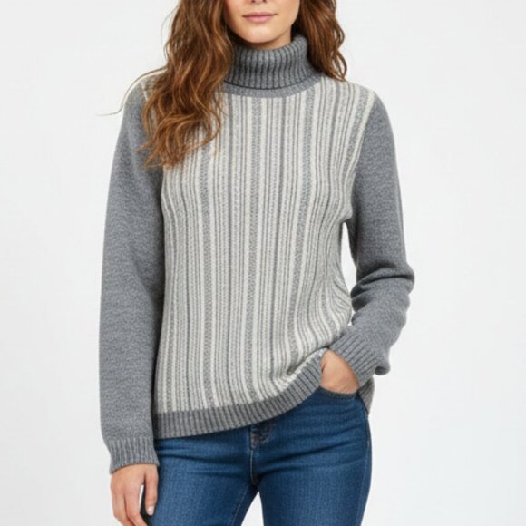 Isabel Marant Alpaca Mohair Turtleneck Sweater Gray Stripe Made in France 0 XS - Picture 1 of 12